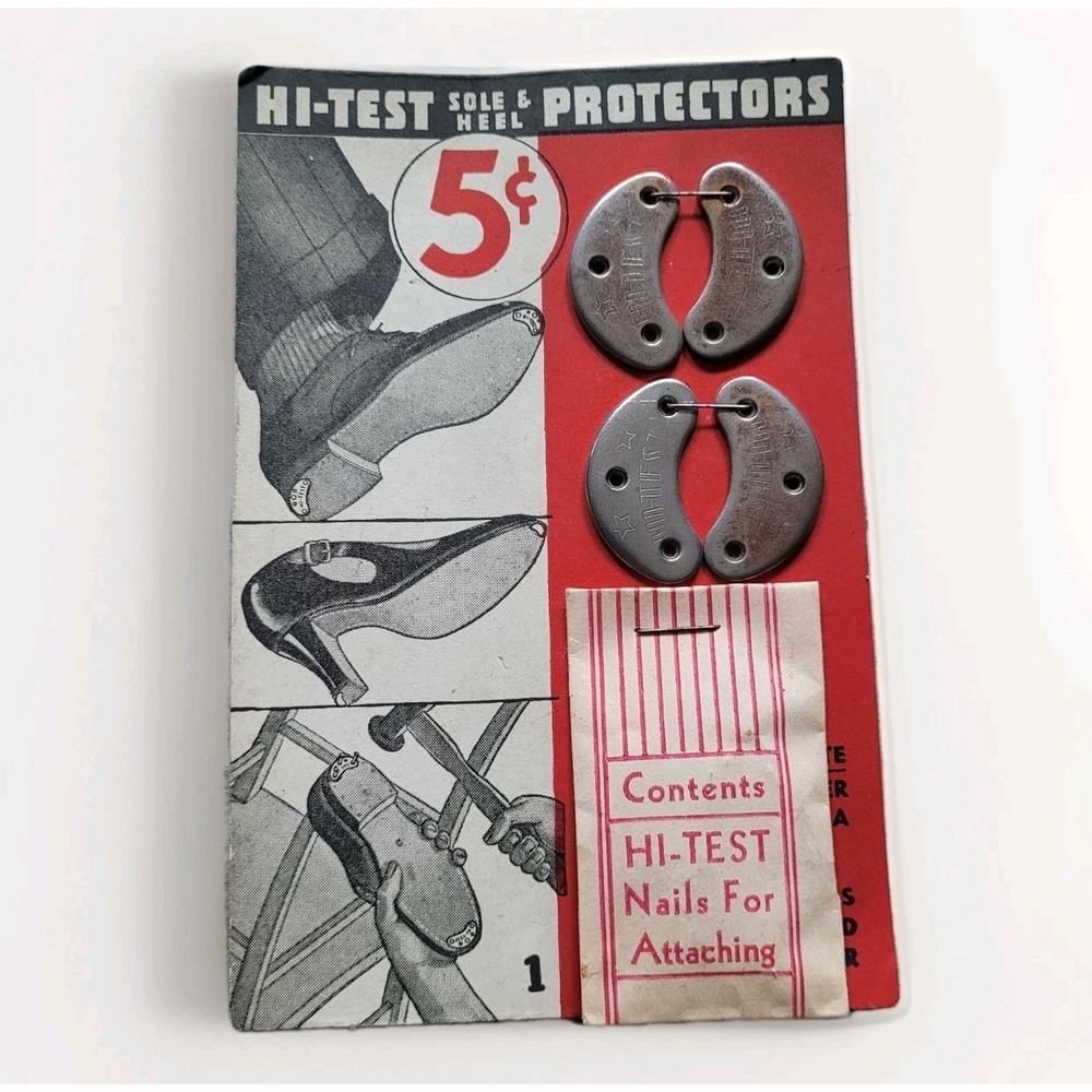 Vintage HI-TEST Shoe Heel Sole Protectors Carded NOS 1940s Cobbler Advertising